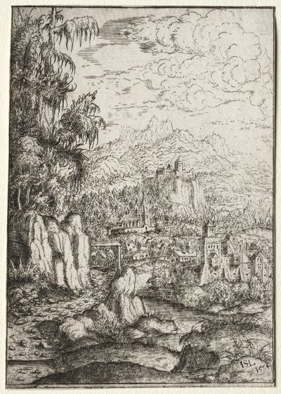 Landscape with a Road to a Castle on an Island in a River by Hanns Lautensack