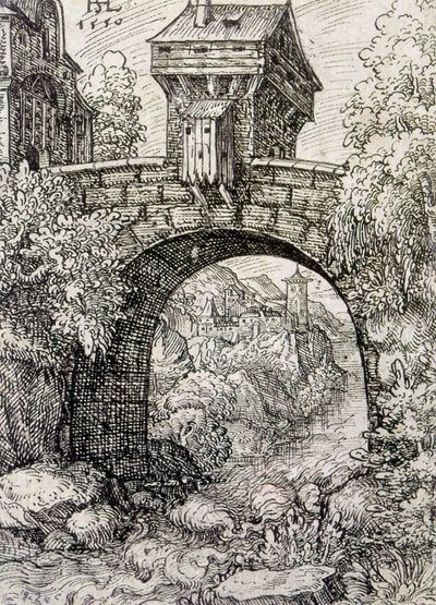 Countryside with Bridge Gate and Water by Hanns Sebald Lautensack
