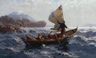 Woman, Man and Child in an Oselver by Hans Andreas Dahl