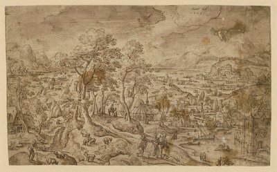 Christ on the Road to Emmaus in a Wide Landscape by Hans Bol