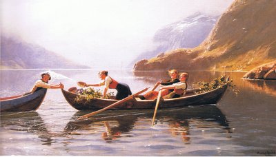 Frolicking on the lake, from magazine or book source unknown by Hans Dahl