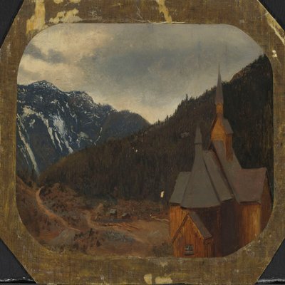 Nes Stave Church by Hans Gude