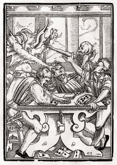 Death and the Devil come for the Card Player by Hans Holbein der Jüngere
