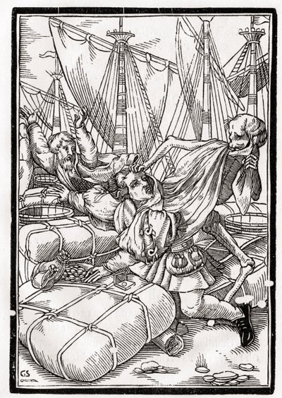 Death Comes to the Merchant, engraved by Georg Scharffenberg, from 
