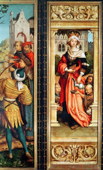 St. Elizabeth of Hungary (1207-31) right hand panel from the Triptych of St. Sebastian, 1516 by Hans Holbein the Elder