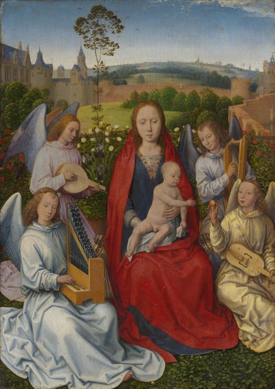 Panel of a Diptych: Mary in the Rose Garden by Hans Memling