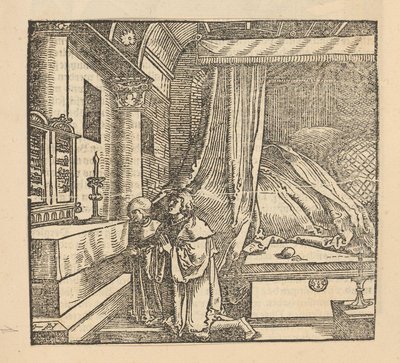 Two Praying People in a Bedroom by Hans Schäufelein (possibly)