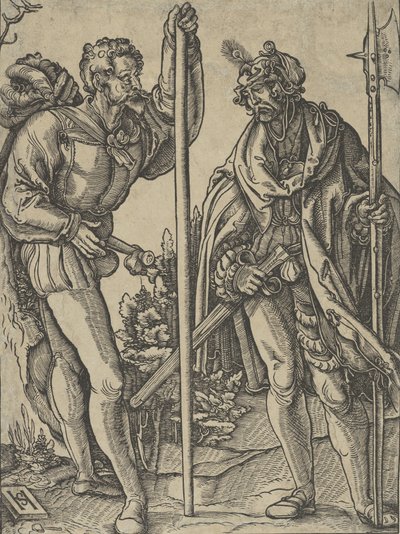 Two Soldiers with Lance and Halberd Conversing, ca. 1515 by Hans Schäufelein the Elder