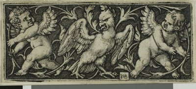 Ornament with an Eagle and Two Genii, from Four Vignettes by Hans Sebald Beham