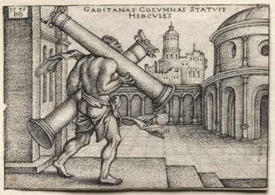 The Labors of Hercules: Hercules Carrying the Columns of Gades by Hans Sebald Beham