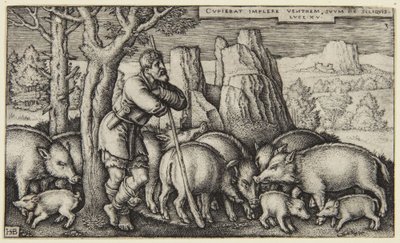 The Prodigal Son III: Son among the Swine by Hans Sebald Beham