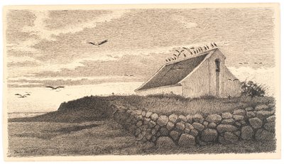 Motif from Karup. The Storks Gather for the Journey. Sunset Time by Hans Smidth