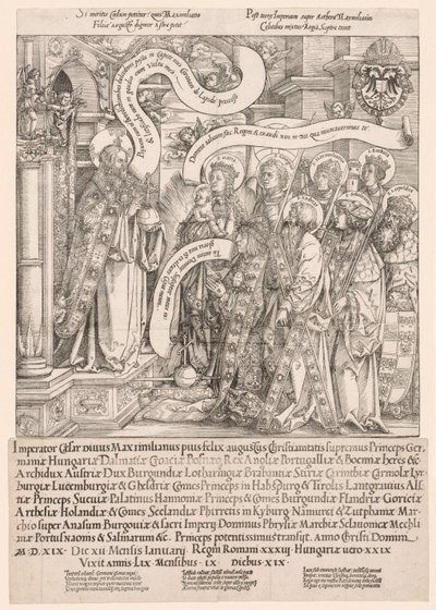 Maximilian Presented by His Patron Saints to the Almighty by Hans Springinklee