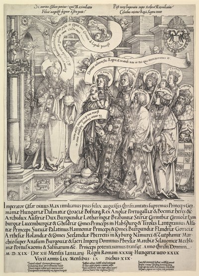 Maximilian Presented by his Patron Saints to the Almighty by Hans Springinklee
