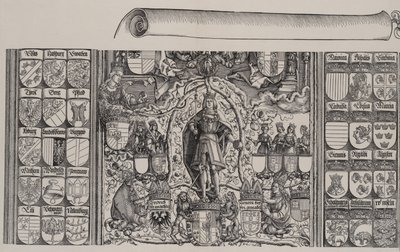 The Upper Portion of the Genealogy of Maximilian, with the Right Edge of the Scroll by Hans Springinklee