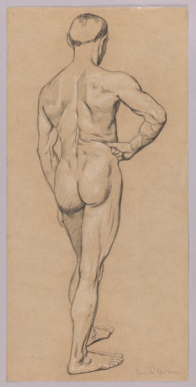 Male nude seen from behind by Hans Thoma