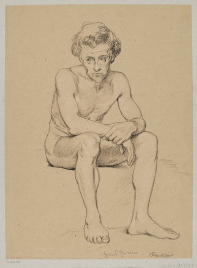 Seated Male Nude by Hans Thoma