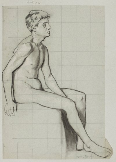 Nude of a Seated Man in Profile by Hans Thoma
