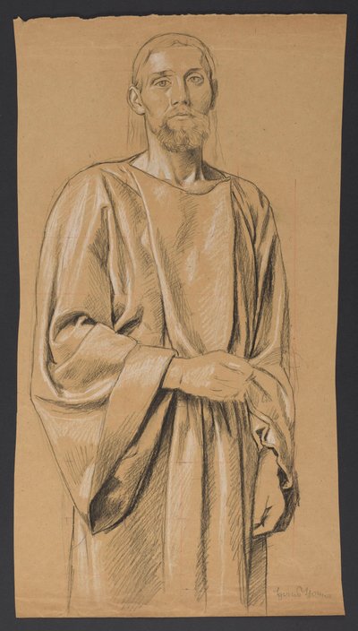 Christ Presented to the Knees in a Standing Position, En Face by Hans Thoma