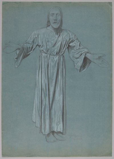 Christ with Outstretched Arms (recto and verso) by Hans Thoma