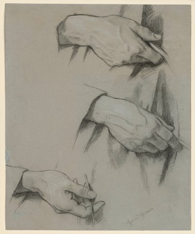 Three right hands in different positions by Hans Thoma
