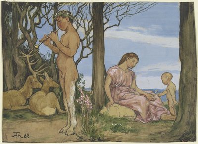 Faun and Nymph by Hans Thoma