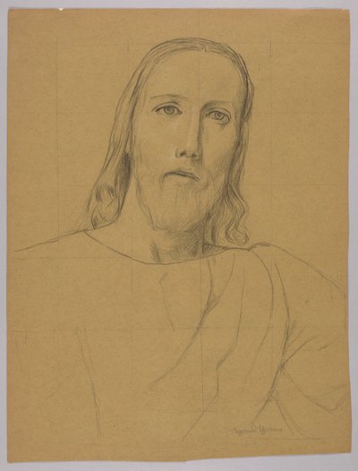 Head of Christ, verso: Crucifixion of Christ by Hans Thoma