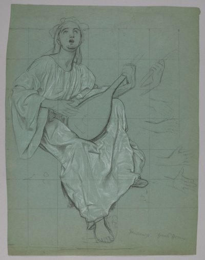Lutenist (recto and verso) by Hans Thoma