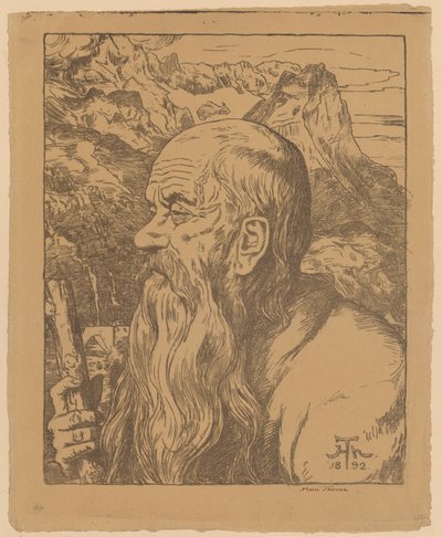 Mystical Wanderer Against the Alps by Hans Thoma
