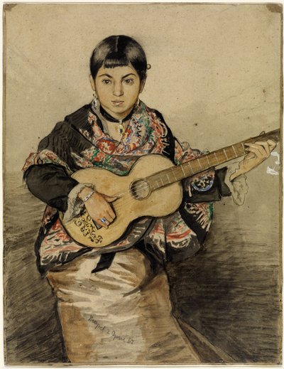 Neapolitan Woman with Guitar by Hans Thoma