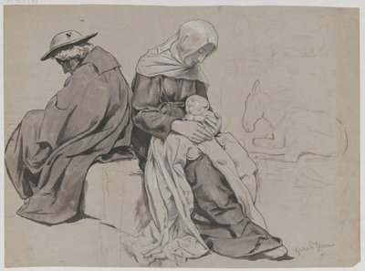 Rest of the Holy Family during the Flight into Egypt by Hans Thoma