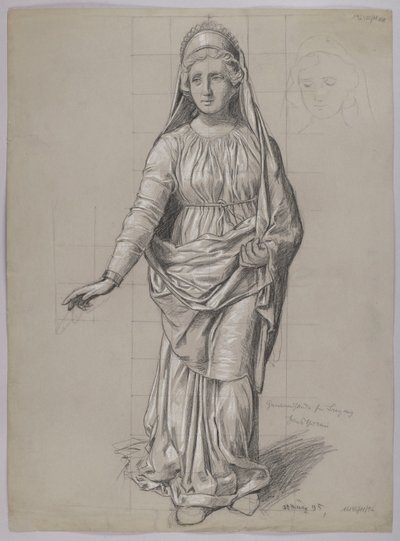Costume Design for Fricka, verso: Costume Sketch for a Valkyrie by Hans Thoma