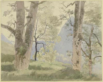 Black Forest Landscape: View from the Edge of the Forest to the Mountains by Hans Thoma