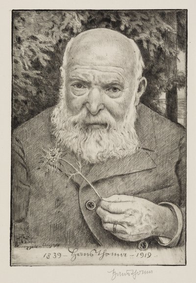 Self-Portrait VI with Flower by Hans Thoma