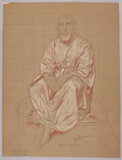 Seated Christ, verso: Repetition of the Same Figure by Hans Thoma