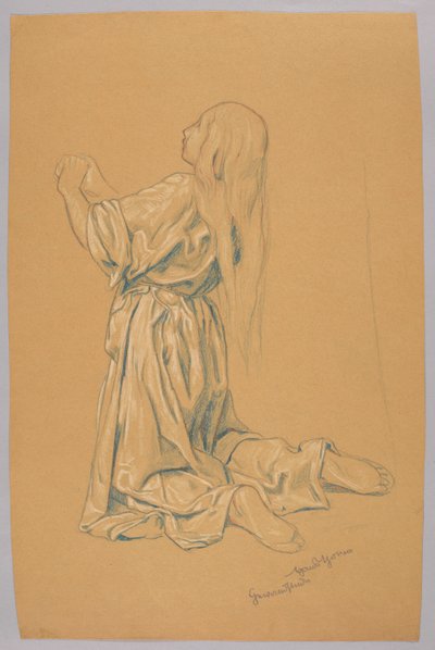 Study of a Kneeling Woman by Hans Thoma