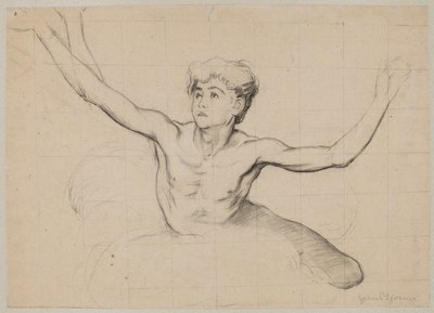 Study of a Half-Naked Youth with Outstretched Arms by Hans Thoma