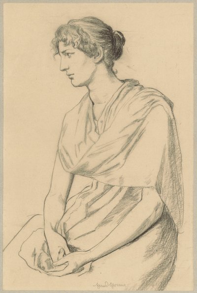 Study of a Seated Woman in Antique Costume by Hans Thoma