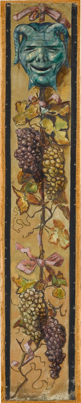 Wall Frieze from the Music Room of the Pringsheim House, Munich: Horned Mask with Moon-Shaped Mouth and Bunch of Grapes. Right of Inv.-No. 1921 by Hans Thoma