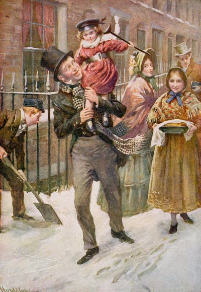 Bob Cratchit and Tiny Tim, illustration for 