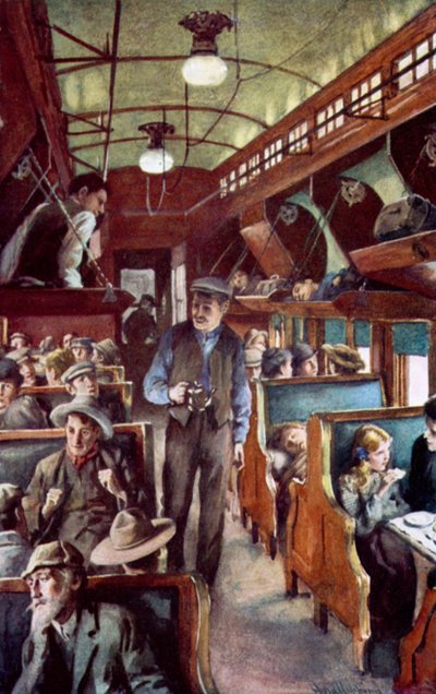 Immigrants Traveling Through Canada in a Colonist Car of the CPR by Harold Copping