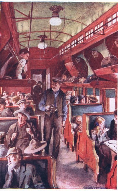 Interior of a Canadian Emigrant Train c.1900 by Harold Copping