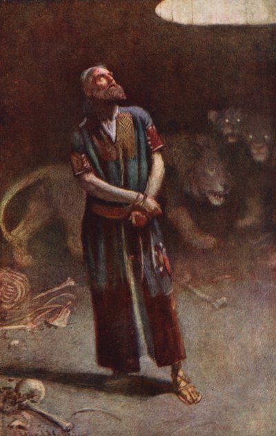 Old Testament: Daniel in the Den of Lions by Harold Copping