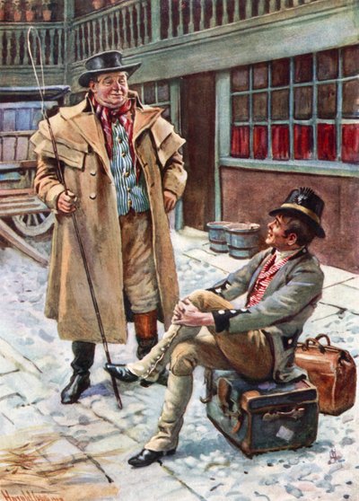 Sam Weller and His Father (Colour Lithograph) by Harold Copping