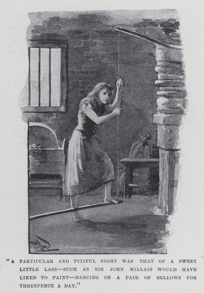 A Particular and Pitiful Sight Was That of a Sweet Little Lass, Such as Sir John Millais Would Have Liked to Paint, Dancing on a Pair of Bellows for Threepence a Day by Harold Hume Piffard