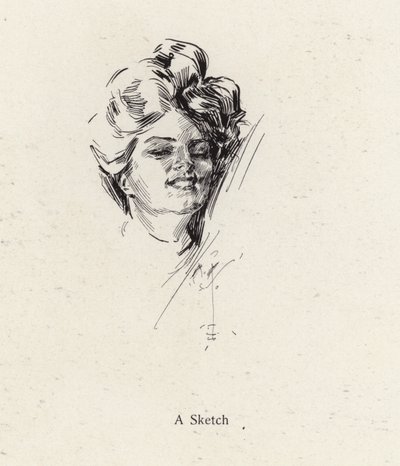 Pen sketch portrait of a woman by Harrison Fisher