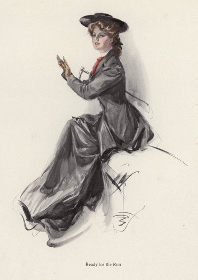 Young woman getting ready to go horse riding by Harrison Fisher