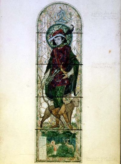 Design for a single light window with the figure of St. Hubert by Harry Clarke