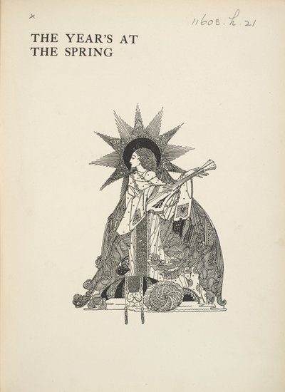 Untitled Illustration. A Woman Playing a Musical Instrument by Harry Clarke