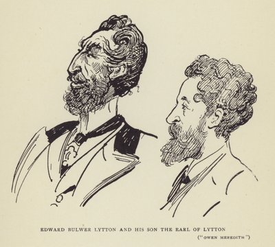 Edward Bulwer Lytton and his son the Earl of Lytton, Owen Meredith by Harry Furniss